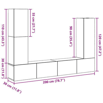 vidaXL TV-Schrankset 6 pcs Schwarz Eichen-Optik Holzwerkstoff