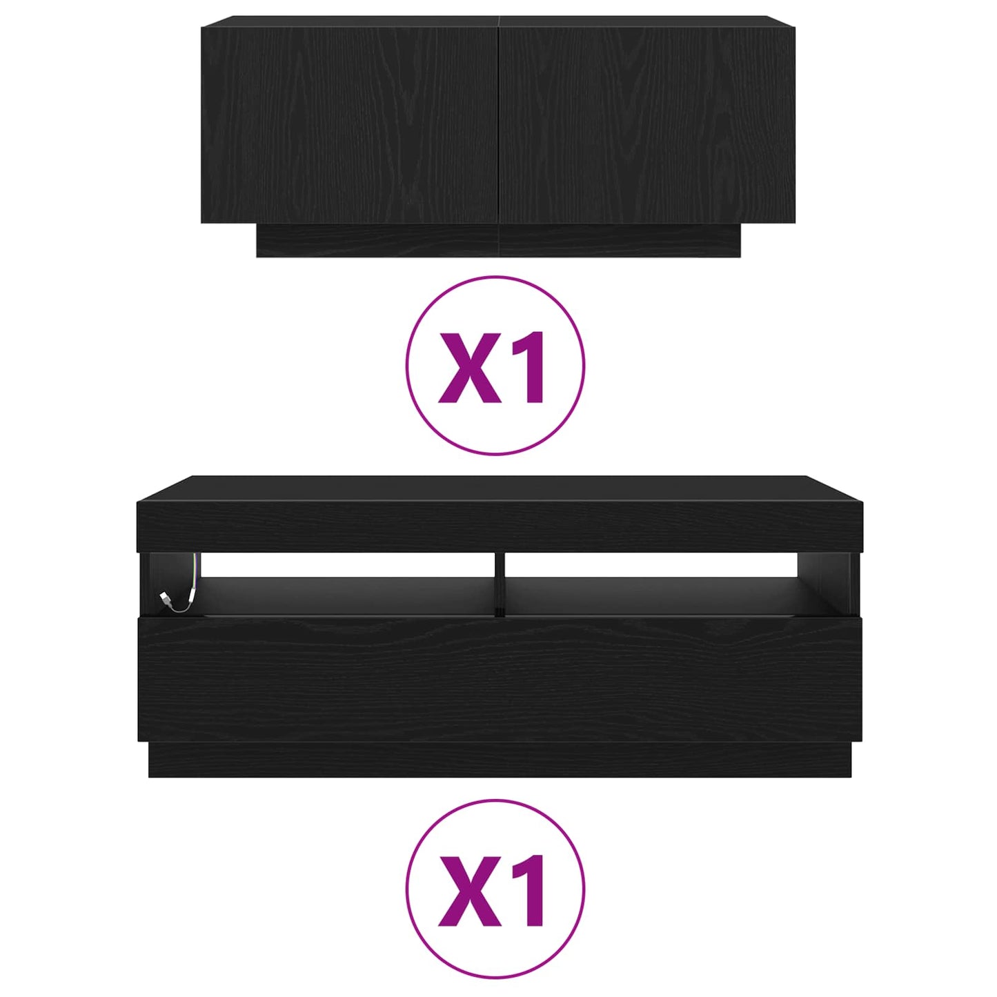 TV-Schrankset 2 pcs Schwarz 200 x 35 x 40 cm Holzwerkstoff