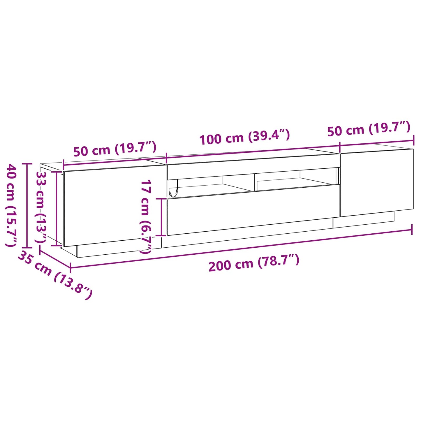 TV-Schrankset 2 pcs Schwarz 200 x 35 x 40 cm Holzwerkstoff