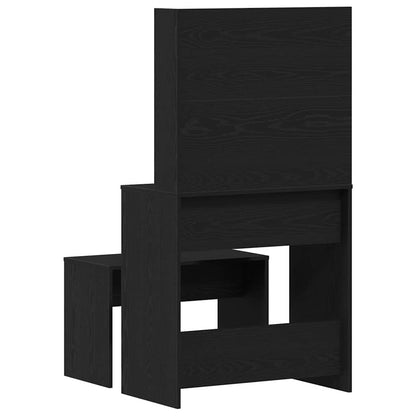 vidaXL LED Schminktisch Set 2 pcs Schwarz Eichen-Optik Holzwerkstoff