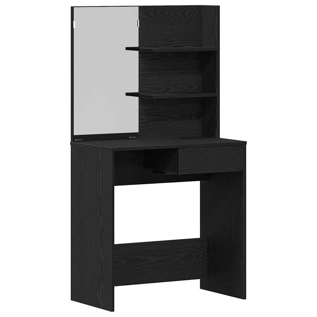 vidaXL Schminktisch-Set 2 pcs Schwarz Eichen-Optik Holzwerkstoff