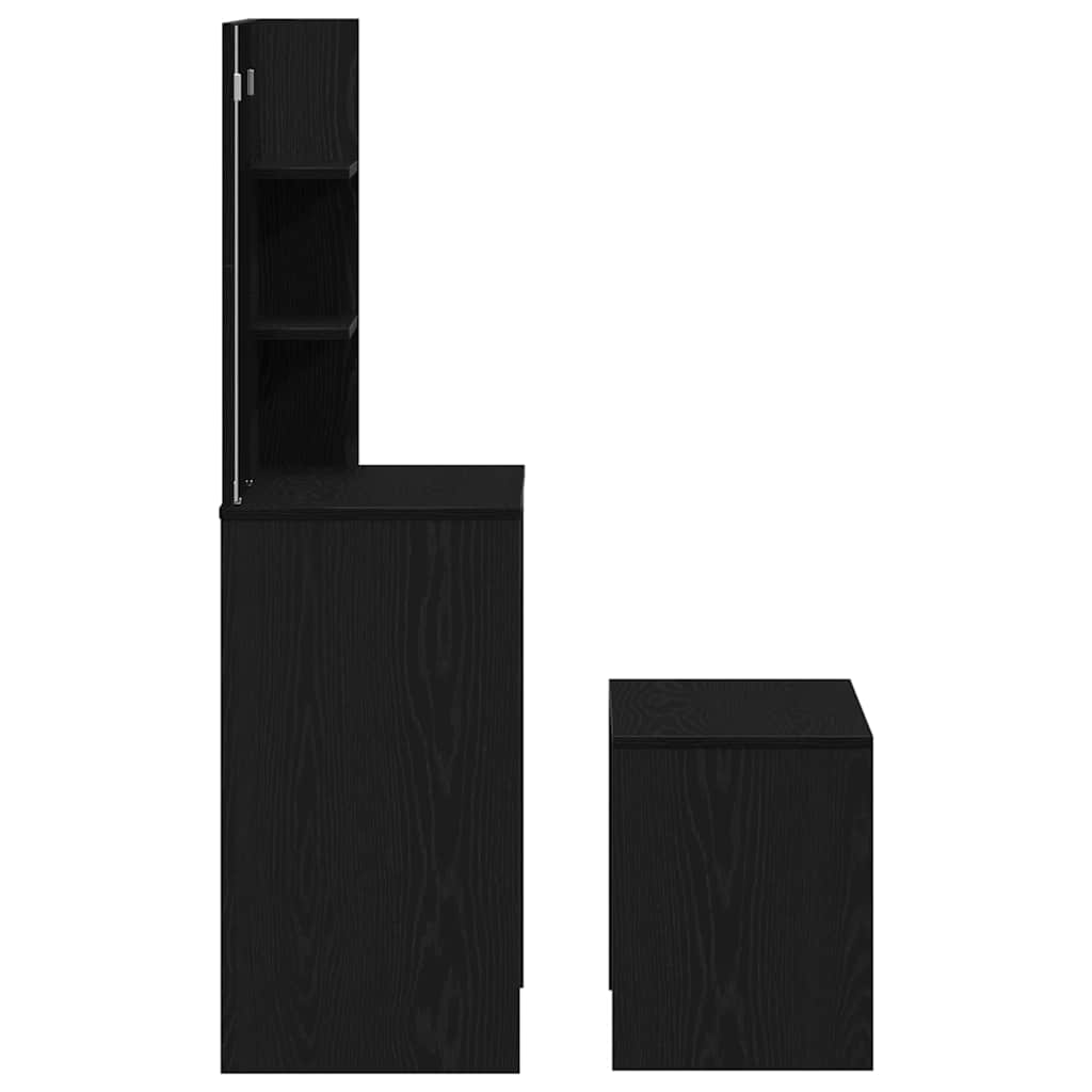 vidaXL Schminktisch-Set 2 pcs Schwarz Eichen-Optik Holzwerkstoff