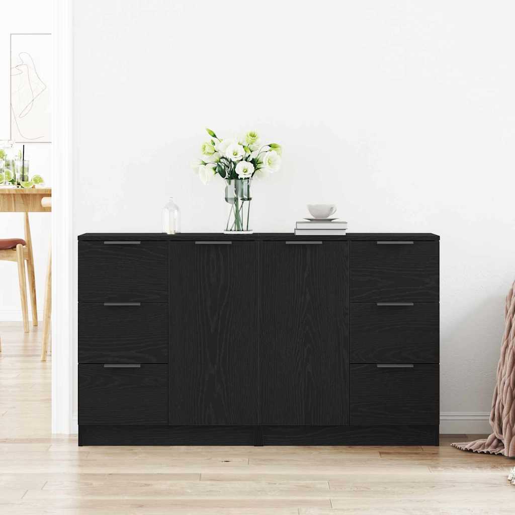 vidaXL Sideboard Schwarz Eichen-Optik 120 x 30 x 70 cm Holzwerkstoff