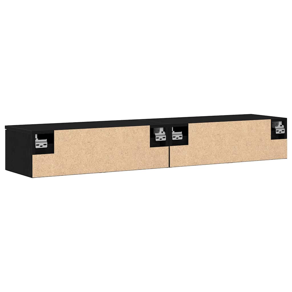 vidaXL Wandmontierter Schrank 2 pcs Schwarz Eichen-Optik Holzwerkstoff