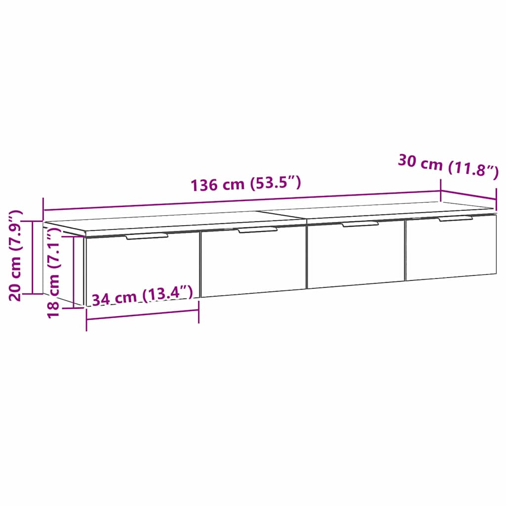 vidaXL Wandmontierter Schrank 2 pcs Schwarz Eichen-Optik Holzwerkstoff
