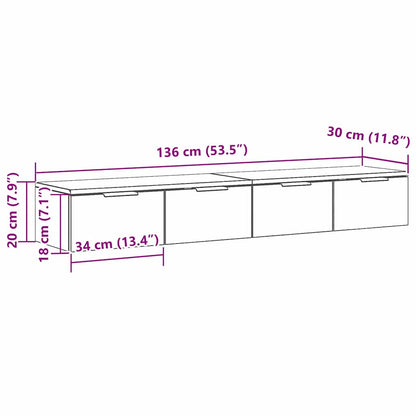 vidaXL Wandmontierter Schrank 2 pcs Schwarz Eichen-Optik Holzwerkstoff