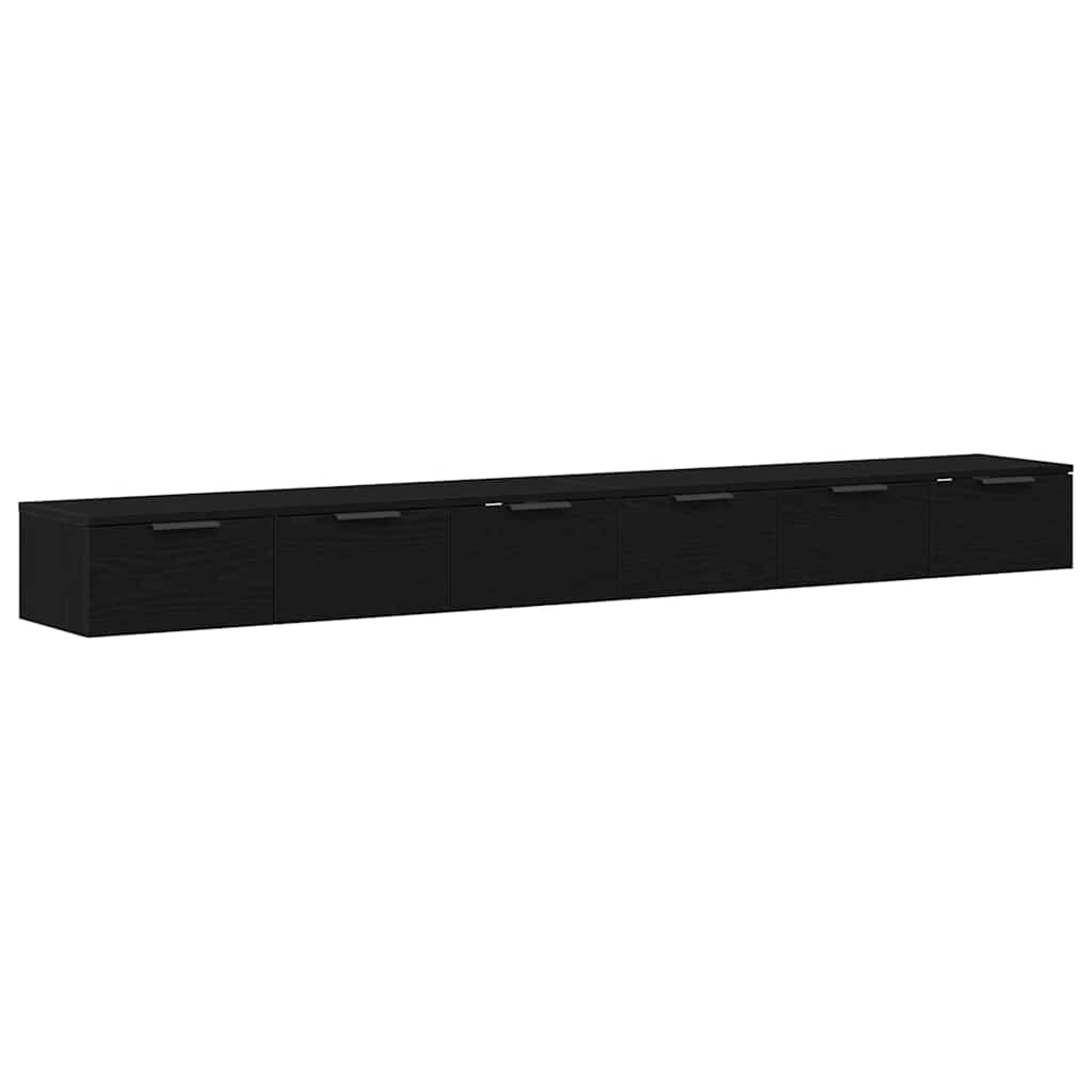 vidaXL Wandmontierter Schrank 2 pcs Schwarz Eichen-Optik Holzwerkstoff