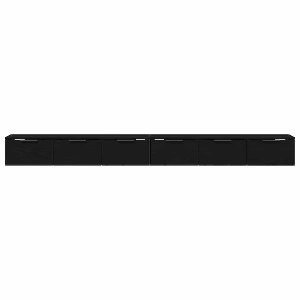 vidaXL Wandmontierter Schrank 2 pcs Schwarz Eichen-Optik Holzwerkstoff