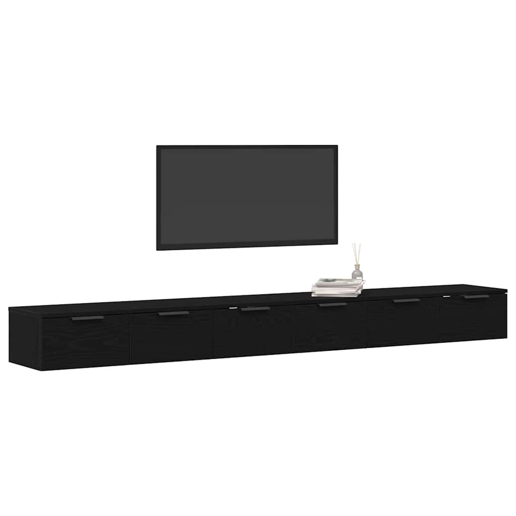 vidaXL Wandmontierter Schrank 2 pcs Schwarz Eichen-Optik Holzwerkstoff