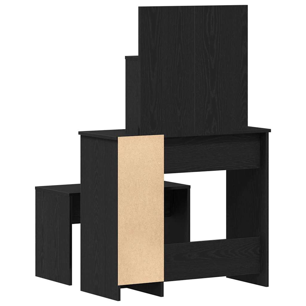 vidaXL Schminktisch-Set 2 pcs Schwarz Eichen-Optik Holzwerkstoff