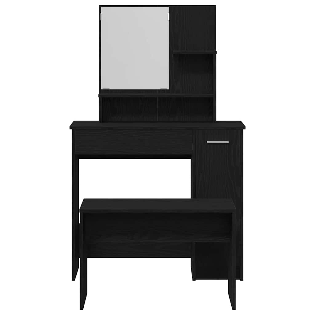 vidaXL Schminktisch-Set 2 pcs Schwarz Eichen-Optik Holzwerkstoff