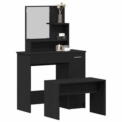 vidaXL Schminktisch-Set 2 pcs Schwarz Eichen-Optik Holzwerkstoff