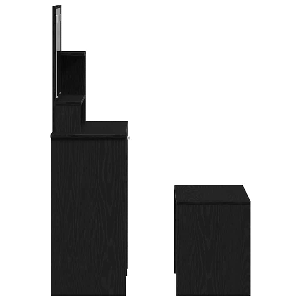 vidaXL Schminktisch-Set 2 pcs Schwarz Eichen-Optik Holzwerkstoff