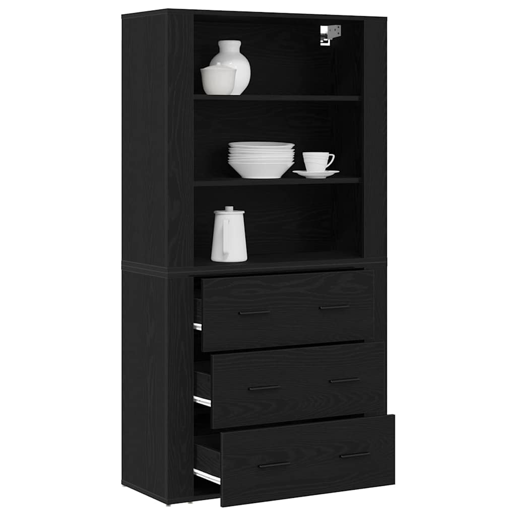 vidaXL Highboard Schwarz Eichen-Optik 80 x 33 x 150 cm Holzwerkstoff