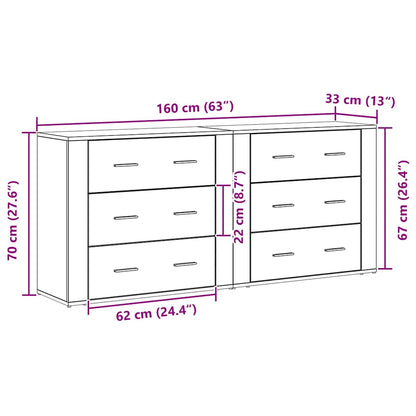 vidaXL Sideboard Schwarz Eichen-Optik 160 x 33 x 70 cm Holzwerkstoff