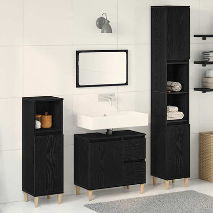 vidaXL Badezimmermöbel-Set Wandmontiert 3 pcs Schwarz Eichen-Optik