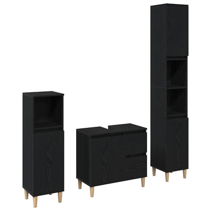 vidaXL Badezimmermöbel-Set Wandmontiert 3 pcs Schwarz Eichen-Optik