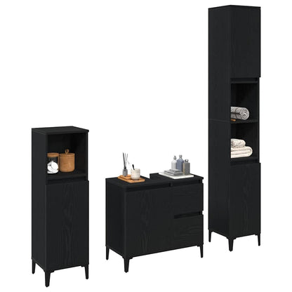 vidaXL Badezimmermöbel-Set Wandmontiert 3 pcs Schwarz Eichen-Optik