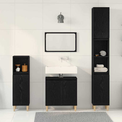 vidaXL Badezimmermöbel-Set Wandmontiert 3 pcs Schwarz Eichen-Optik