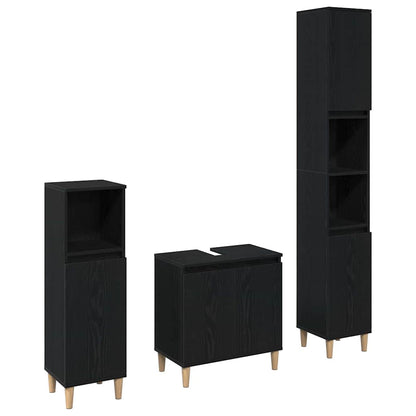 vidaXL Badezimmermöbel-Set Wandmontiert 3 pcs Schwarz Eichen-Optik