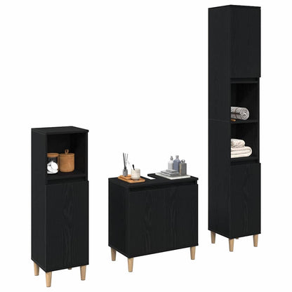 vidaXL Badezimmermöbel-Set Wandmontiert 3 pcs Schwarz Eichen-Optik
