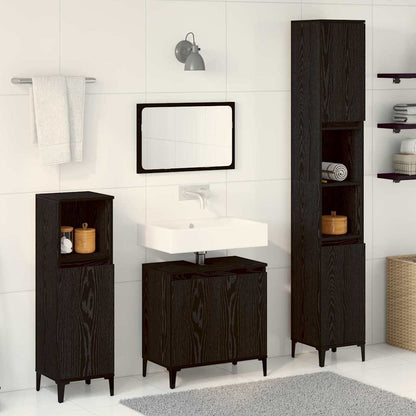 vidaXL Badezimmermöbel-Set Wandmontiert 3 pcs Schwarz Eichen-Optik