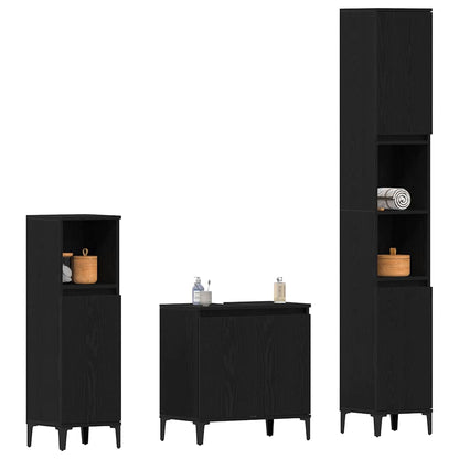 vidaXL Badezimmermöbel-Set Wandmontiert 3 pcs Schwarz Eichen-Optik