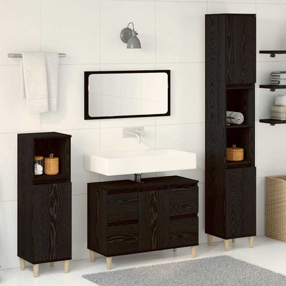 vidaXL Badezimmermöbel-Set Wandmontiert 3 pcs Schwarz Eichen-Optik