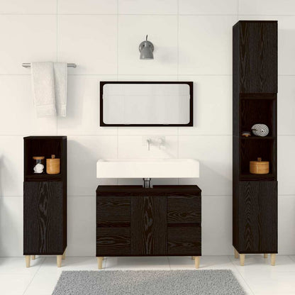 vidaXL Badezimmermöbel-Set Wandmontiert 3 pcs Schwarz Eichen-Optik