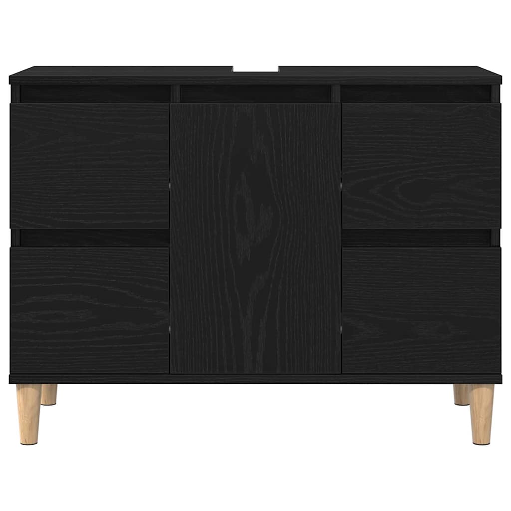 vidaXL Badezimmermöbel-Set Wandmontiert 3 pcs Schwarz Eichen-Optik
