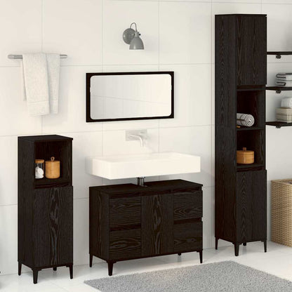 vidaXL Badezimmermöbel-Set Wandmontiert 3 pcs Schwarz Eichen-Optik
