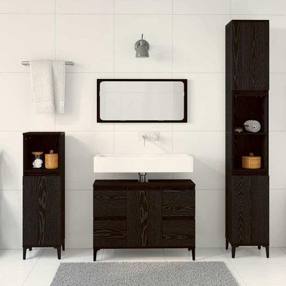 vidaXL Badezimmermöbel-Set Wandmontiert 3 pcs Schwarz Eichen-Optik