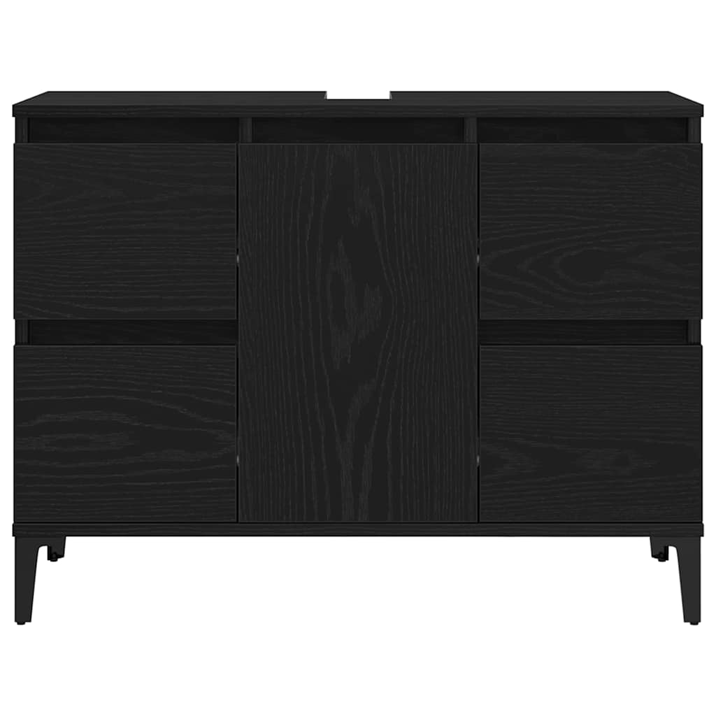 vidaXL Badezimmermöbel-Set Wandmontiert 3 pcs Schwarz Eichen-Optik