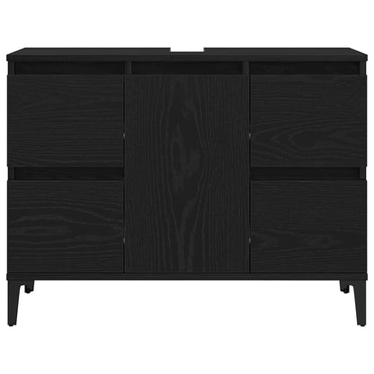 vidaXL Badezimmermöbel-Set Wandmontiert 3 pcs Schwarz Eichen-Optik