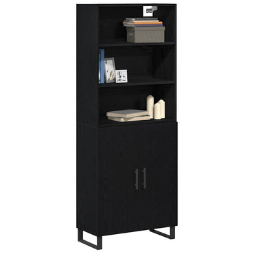 vidaXL Buffet haut noir aspect chêne 69,5 x 34 x 180 cm Bois d'ingénierie