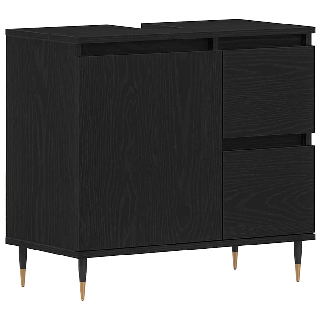 vidaXL Badezimmermöbel-Set 3 pcs Schwarz Eichen-Optik 30 x 30 x 190 cm