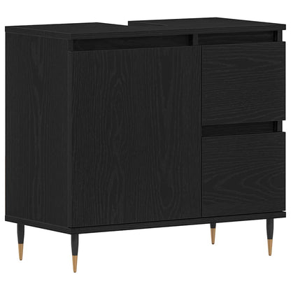 vidaXL Badezimmermöbel-Set 3 pcs Schwarz Eichen-Optik 30 x 30 x 190 cm