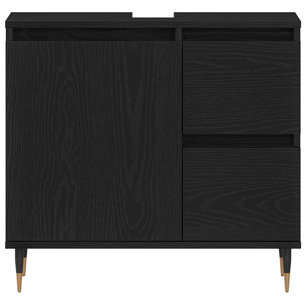 vidaXL Badezimmermöbel-Set 3 pcs Schwarz Eichen-Optik 30 x 30 x 190 cm