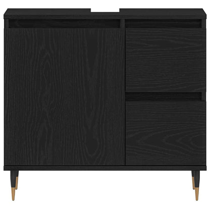 vidaXL Badezimmermöbel-Set 3 pcs Schwarz Eichen-Optik 30 x 30 x 190 cm