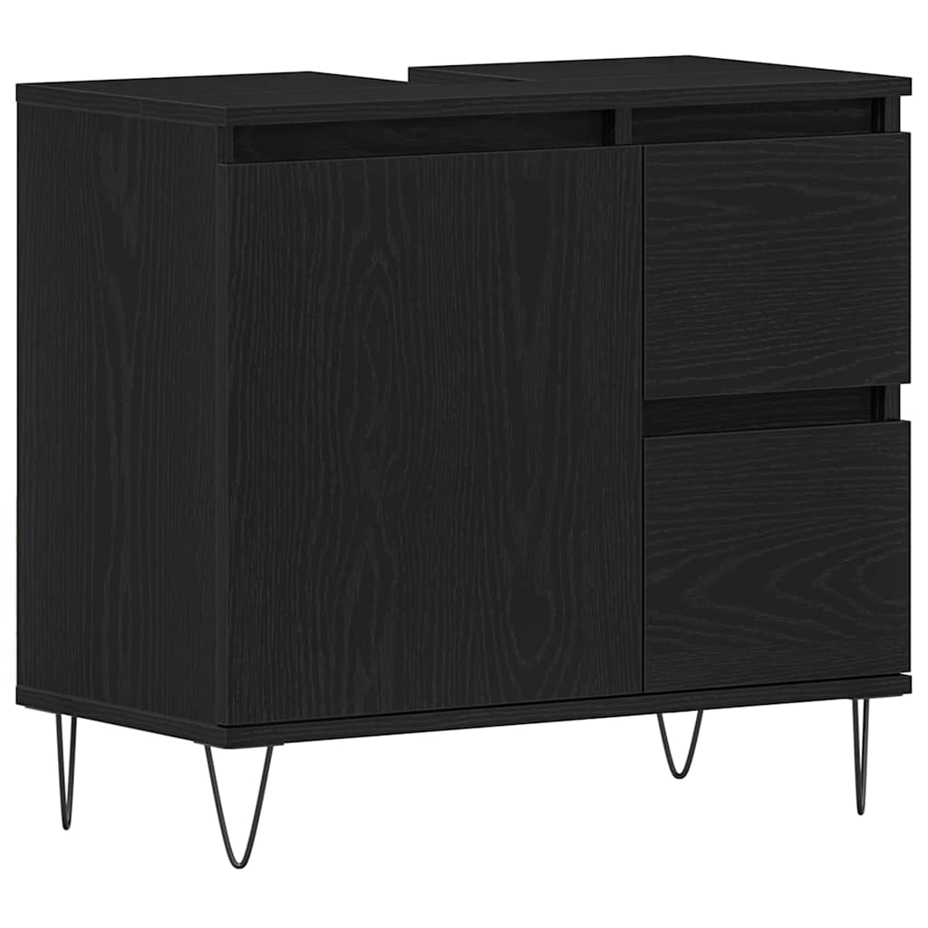 vidaXL Badezimmermöbel-Set 3 pcs Schwarz Eichen-Optik 30 x 30 x 190 cm