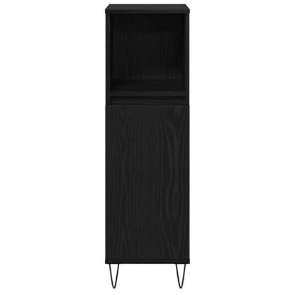 vidaXL Badezimmermöbel-Set 3 pcs Schwarz Eichen-Optik 30 x 30 x 190 cm