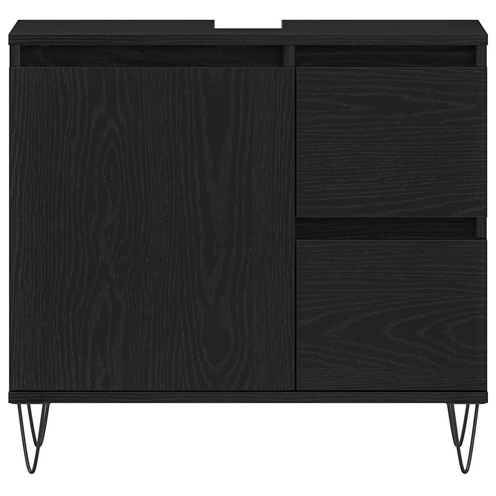 vidaXL Badezimmermöbel-Set 3 pcs Schwarz Eichen-Optik 30 x 30 x 190 cm