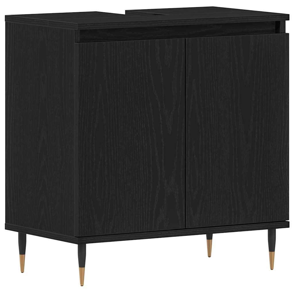vidaXL Badezimmermöbel-Set 3 pcs Schwarz Eichen-Optik 30 x 30 x 190 cm