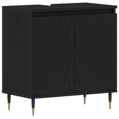 vidaXL Badezimmermöbel-Set 3 pcs Schwarz Eichen-Optik 30 x 30 x 190 cm