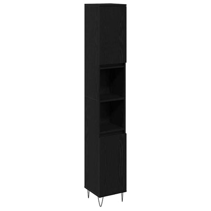 vidaXL Badezimmermöbel-Set 3 pcs Schwarz Eichen-Optik 30 x 30 x 190 cm