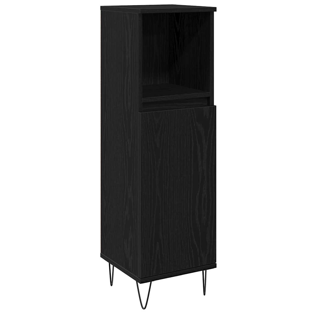 vidaXL Badezimmermöbel-Set 3 pcs Schwarz Eichen-Optik 30 x 30 x 190 cm