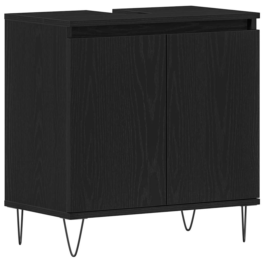 vidaXL Badezimmermöbel-Set 3 pcs Schwarz Eichen-Optik 30 x 30 x 190 cm