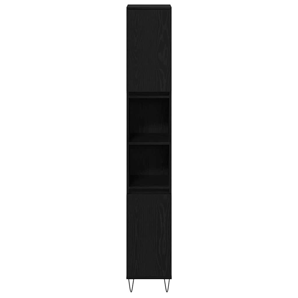 vidaXL Badezimmermöbel-Set 3 pcs Schwarz Eichen-Optik 30 x 30 x 190 cm