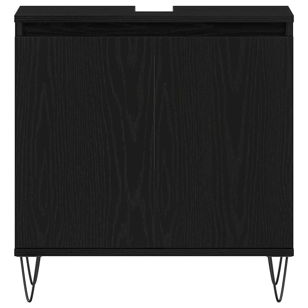 vidaXL Badezimmermöbel-Set 3 pcs Schwarz Eichen-Optik 30 x 30 x 190 cm