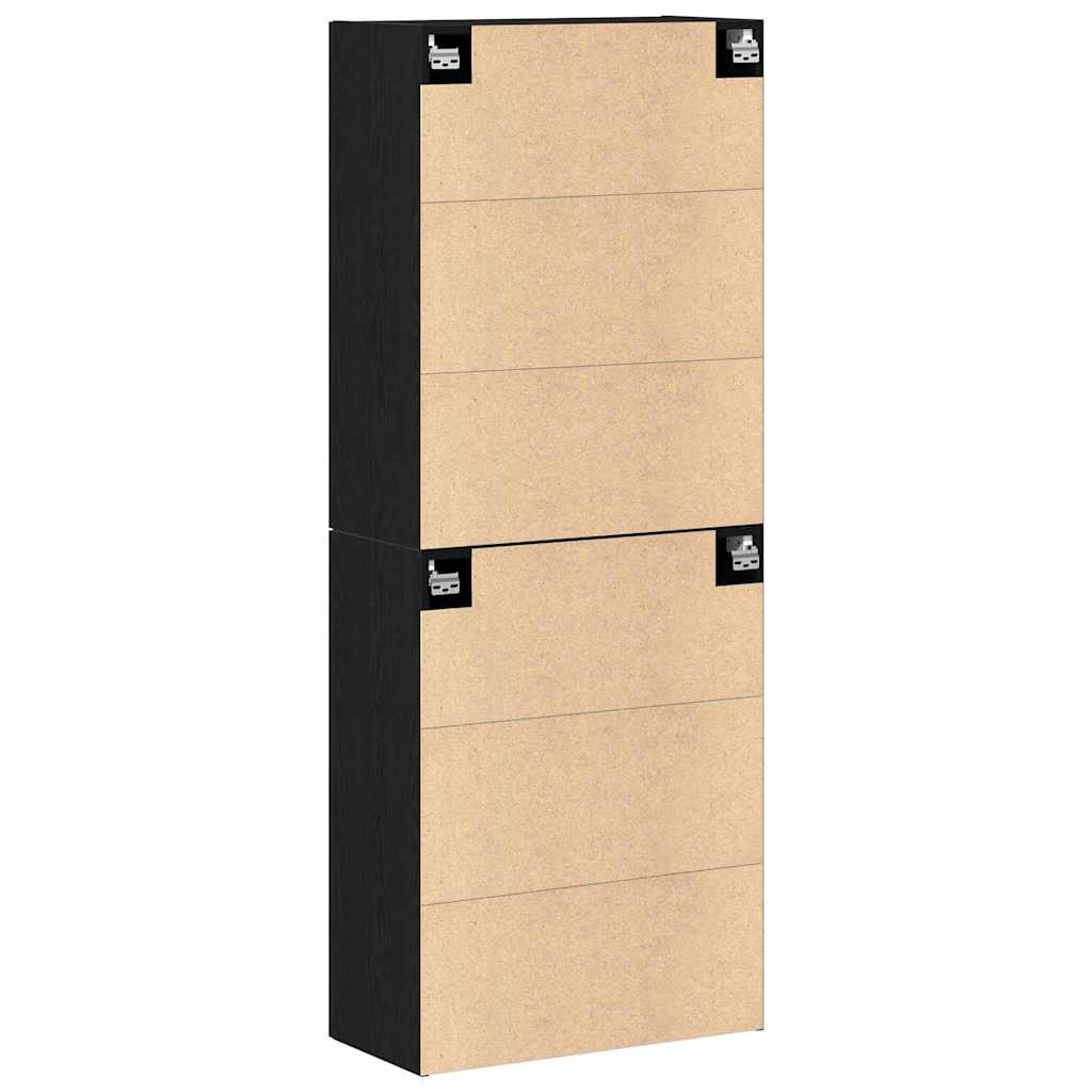 Wandschrank 2 pcs Schwarz Eichen-Optik 69,5 x 34 x 90 cm